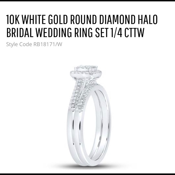 10K SOLID YELLOW OR WHITE GOLD ROUND DIAMOND HALO BRIDAL WEDDING RING SET 1/4CT - Picture 7 of 8